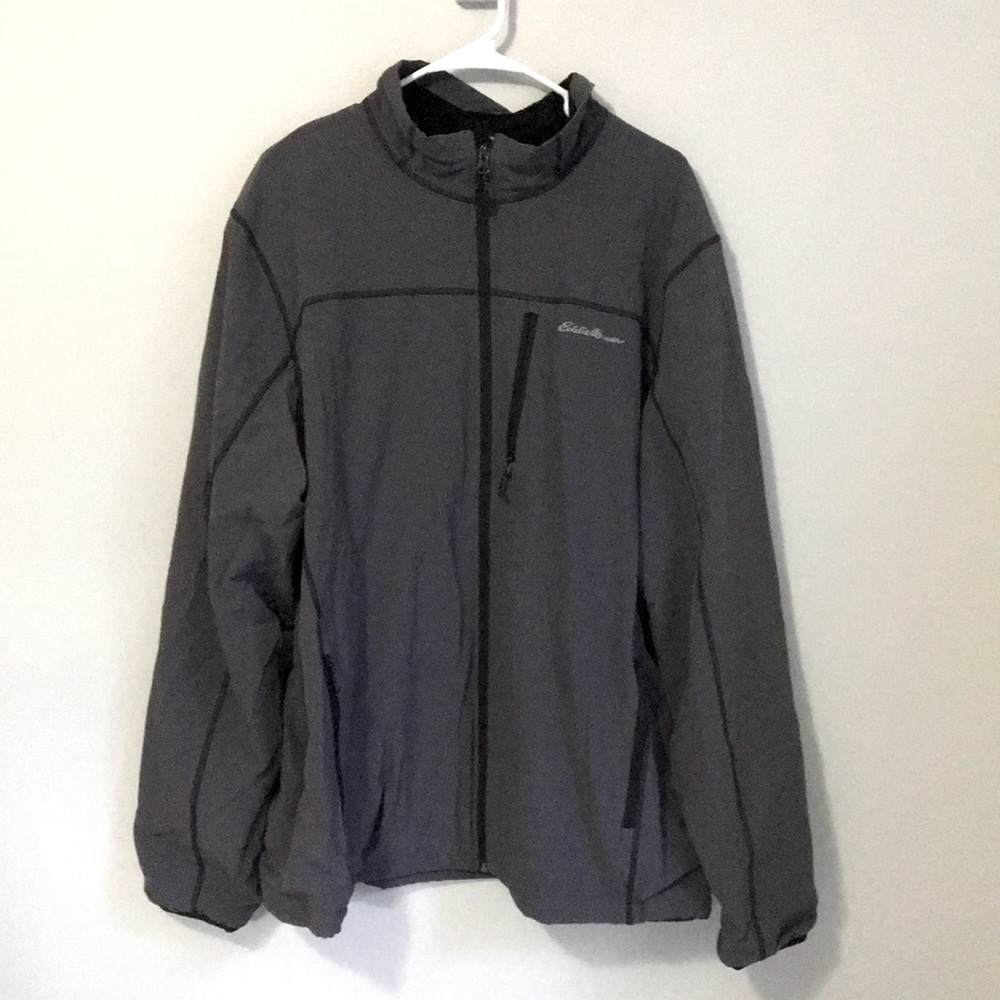Men’s Gray Eddie Bauer Jacket, size large (tall), full zip, lined, black lining